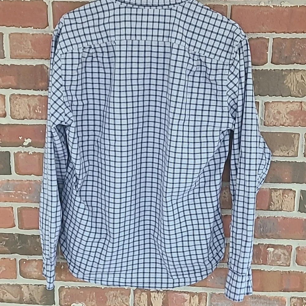 J. Crew Men's Blue Checkered Button-Up Shirt, Size Large - Picture 3 of 3